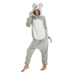 Gray Mouse Onesie Adult Animal Kigurumi Pajamas Costume Allonesie