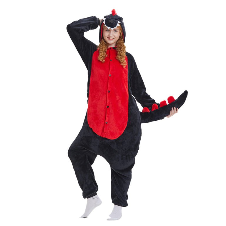 Black Dragon Onesie Animal Kigurumi Pajama Unisex Women & Men Halloween ...