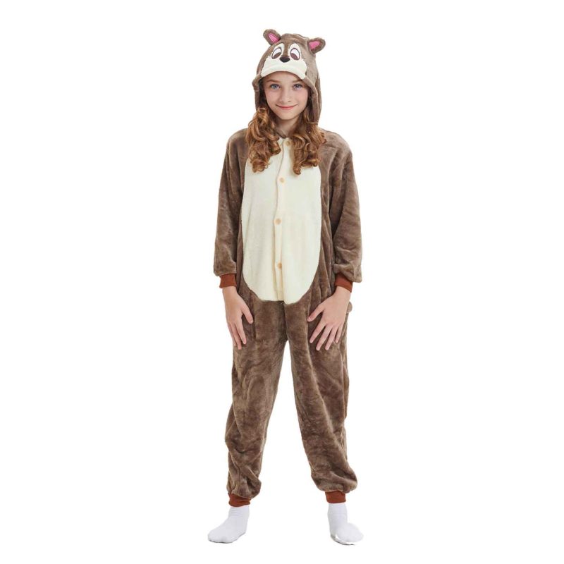 Chipmunk Costume Squirrel Onesie Kids Kigurumi Polar Fleece Animal ...