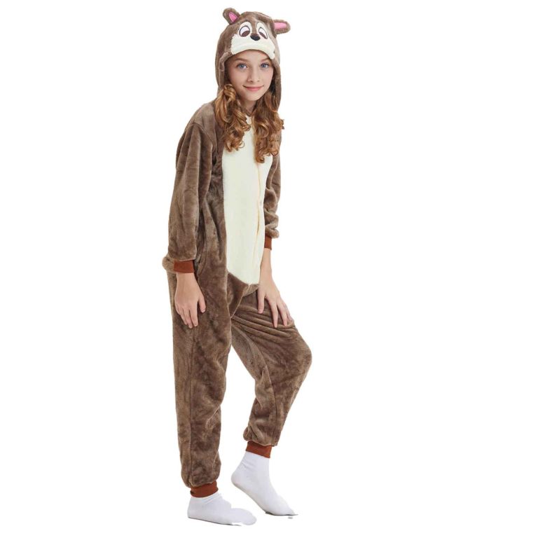 Chipmunk Costume Squirrel Onesie Kids Kigurumi Polar Fleece Animal ...