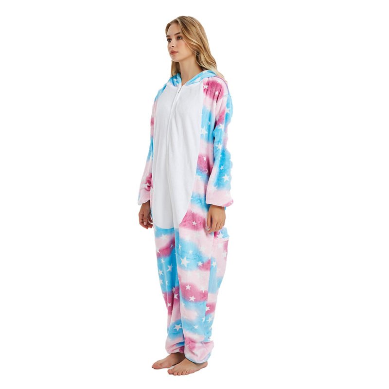 Colorful Blue Unicorn Onesie Adult Animal Kigurumi Pajamas Costume for ...