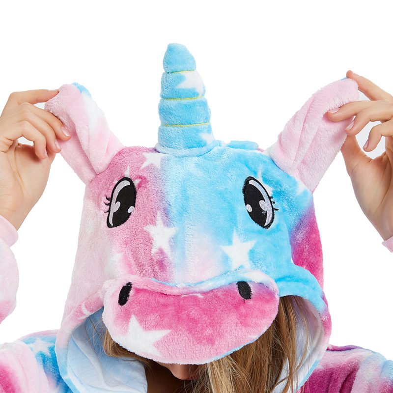 Colorful Blue Unicorn Onesie Adult Animal Kigurumi Pajamas Costume for ...