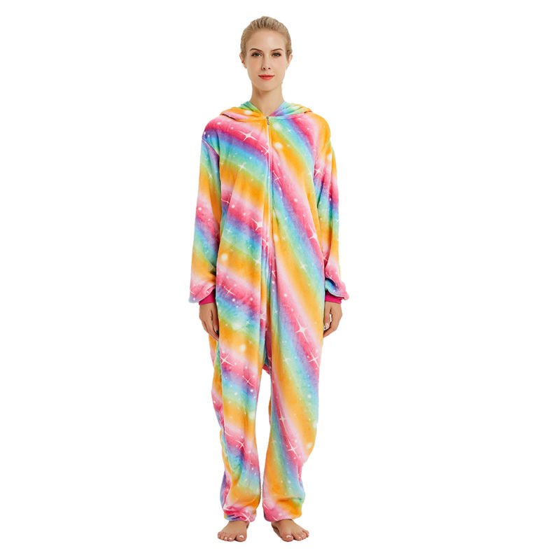 Colorful Rainbow Unicorn Onesie For Adult Animal Kigurumi Pajamas ...