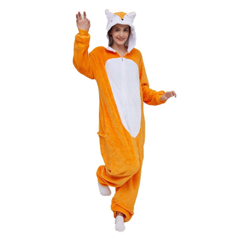 Mister Fox Onesie Women Men Pajama Animal Costume Party Suit - Allonesie