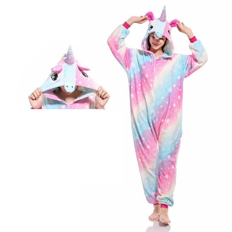 Rainbow Unicorn Onesie for Adult Kids Pastel Hologram Kigurumi Onesie ...