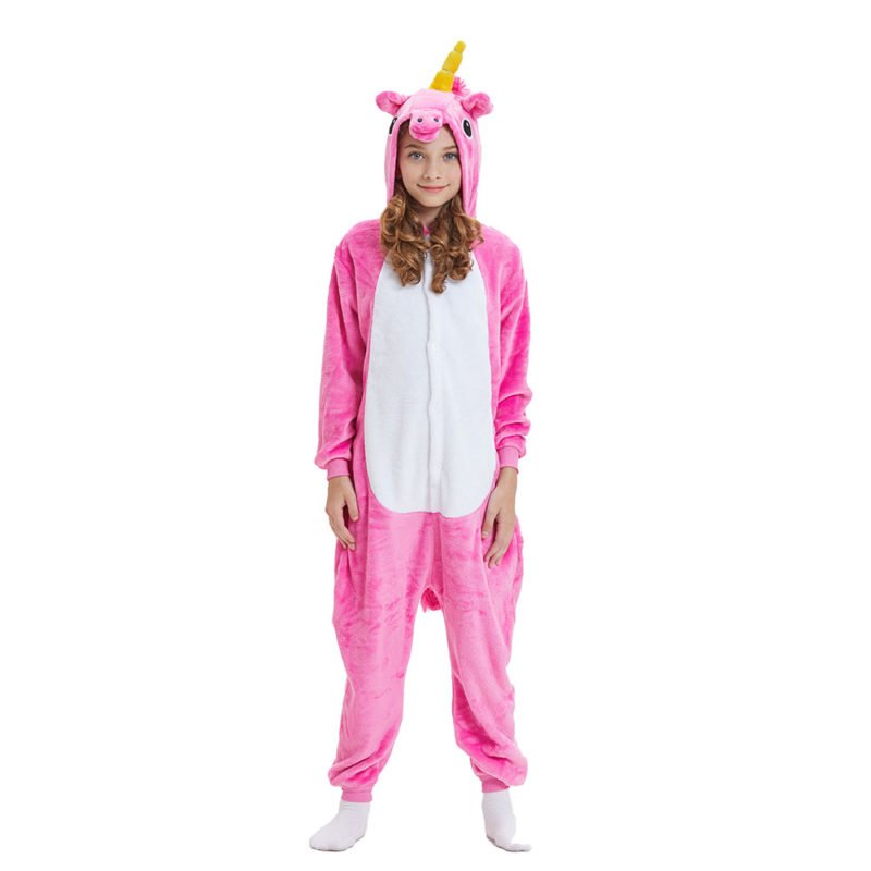 Girls Red Unicorn Onesie Pajamas Kigurumi Animal Costumes - Allonesie