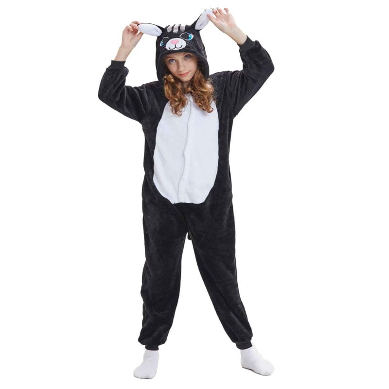 Black Cat Onesie Kids Kigurumi Animal Costumes Pajamas - Allonesie