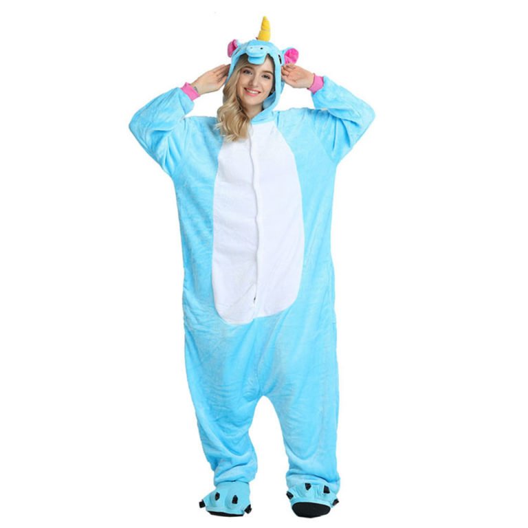 Blue Unicorn Onesie Pajamas Adult Kigurumi Animal Costumes - Allonesie