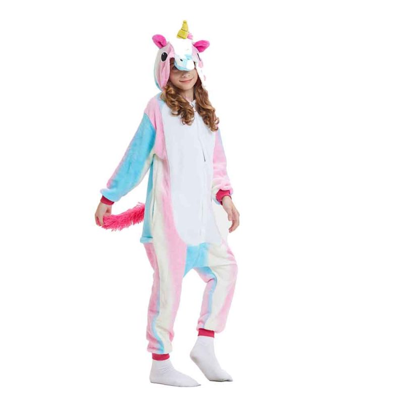 Rainbow Unicorn Onesie Kids Girls Kigurumi Animal Costumes Pajamas ...